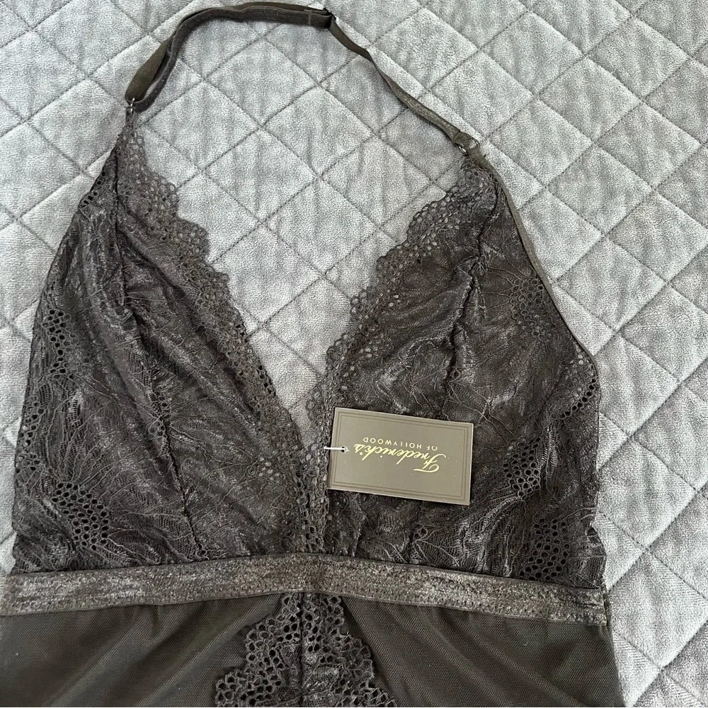 Frederick's Of Hollywood Teddy Small Lingerie Sheer Lace Black Snap Closure B14